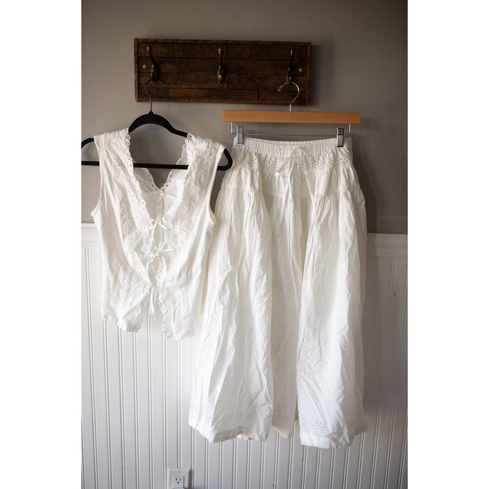 Free People Giselle White Eyelet Maxi Skirt Set (two pieces) - Picture 3 of 5
